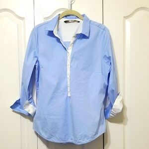 Zara Basic Henley Roll-Tab Shirt